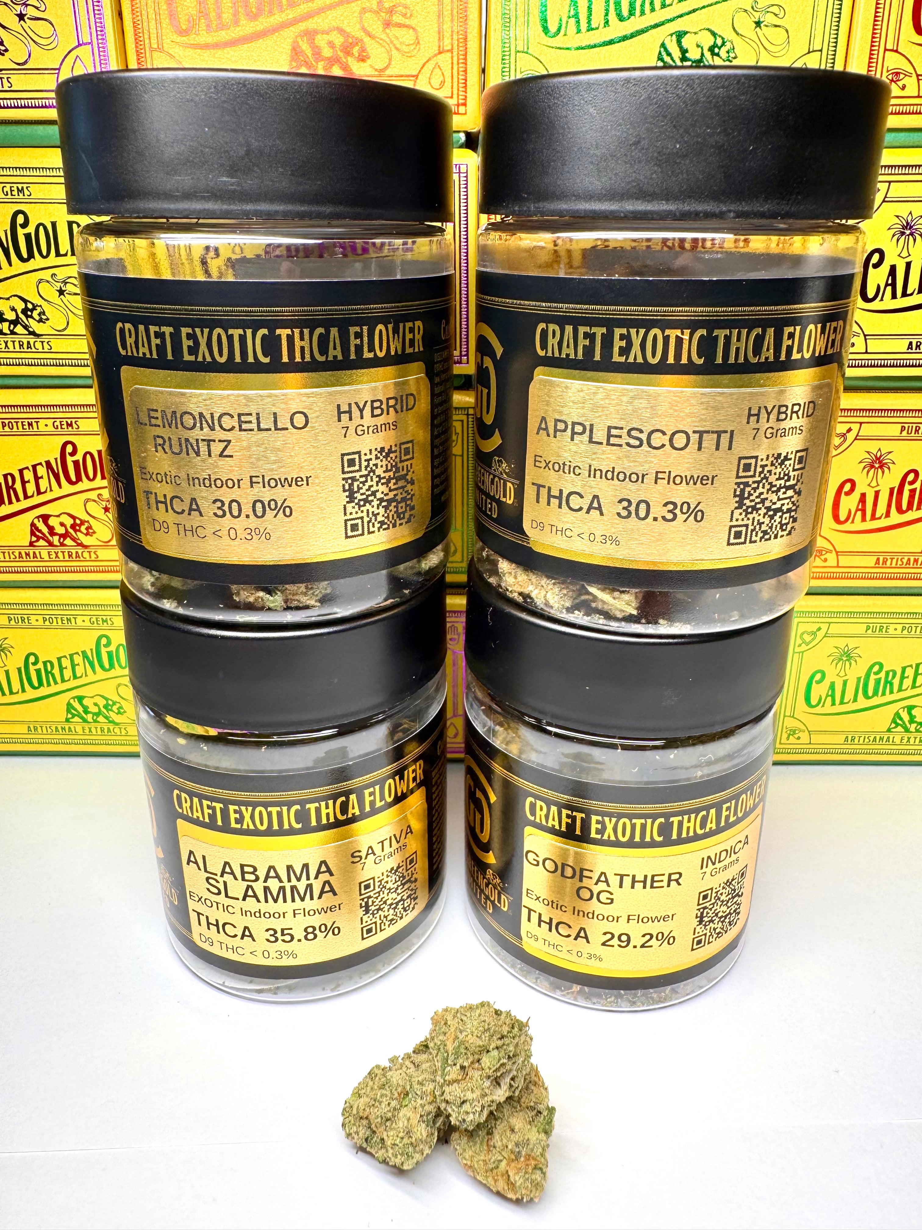 1 Ounce Exotic Flower Bundle, THCA Flower, CaliGreenGold