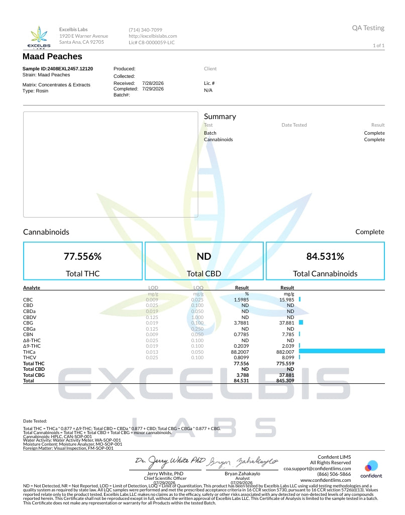 Maad Peaches THCA Live Rosin – Indica · Tier 1 Exotic