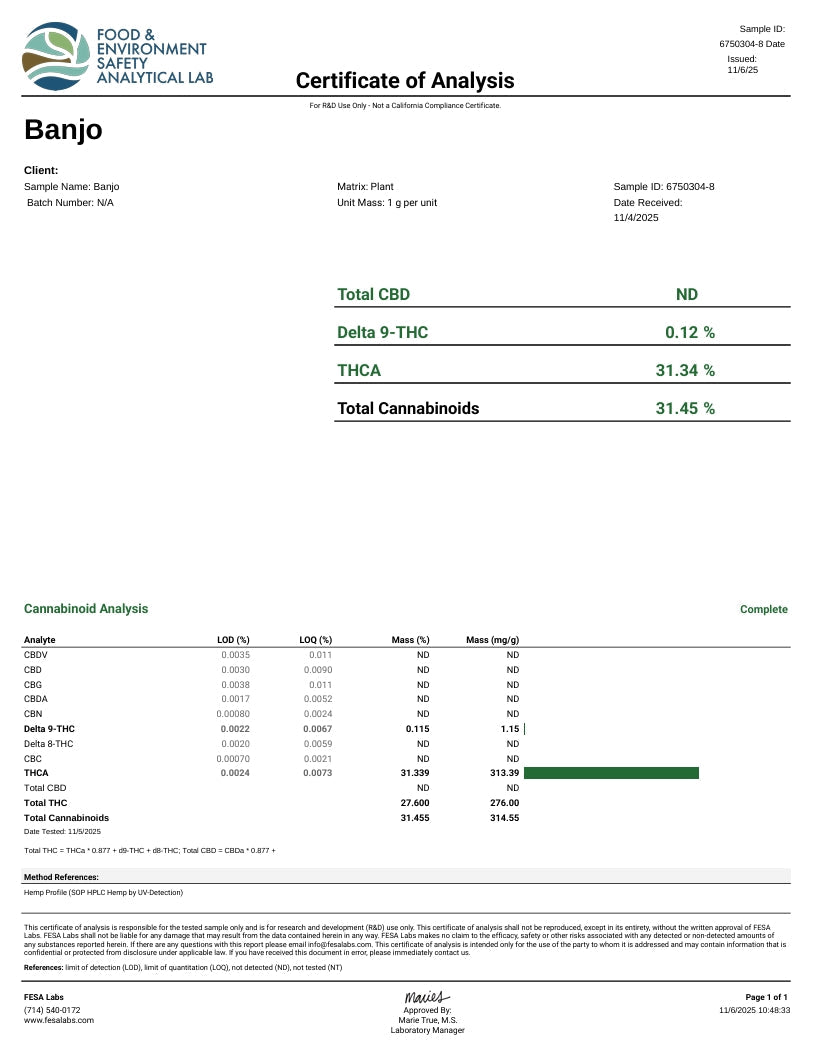 BANJO High THCA Flower Sativa - CaliGreenGold