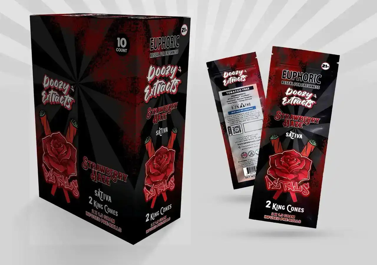 Doozy Extracts x Petals THCA Diamond Rose King Prerolls - 2 Pack, , CaliGreenGold