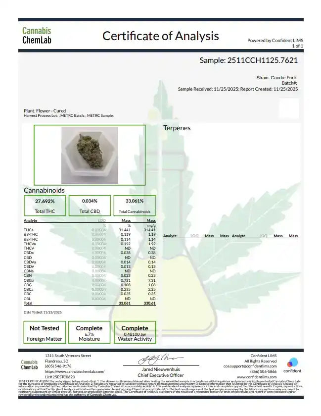 Candie Funk Exotic Indoor THCA Flower Hybrid, HYBRID, CaliGreenGold