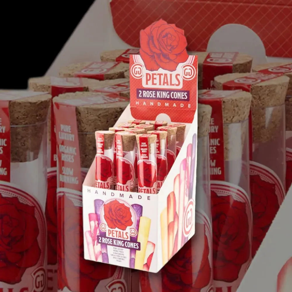 Display Carton of Handmade Organic Rosette Rose Petal Cones