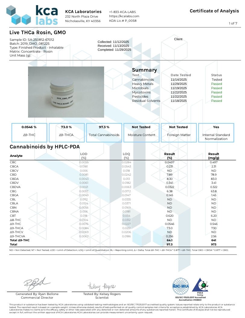 GMO - LIVE ROSIN - Indica Exotic 90u T1 - CaliGreenGold