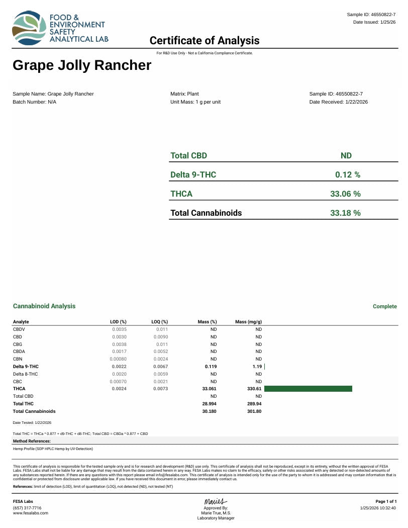 Grape Jolly Rancher THCA Flower – Indoor Hybrid Top Shelf | CaliGreenGold - CaliGreenGold