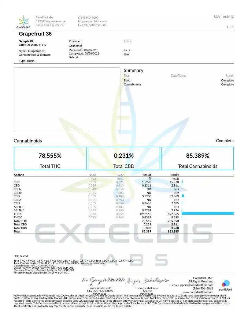 Grapefruit - LIVE ROSIN - Sativa Exotic 90u T1 - CaliGreenGold