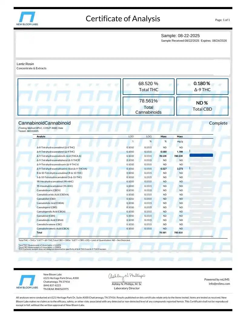 Lantz - LIVE ROSIN - Hybrid Exotic 90u T1 - CaliGreenGold
