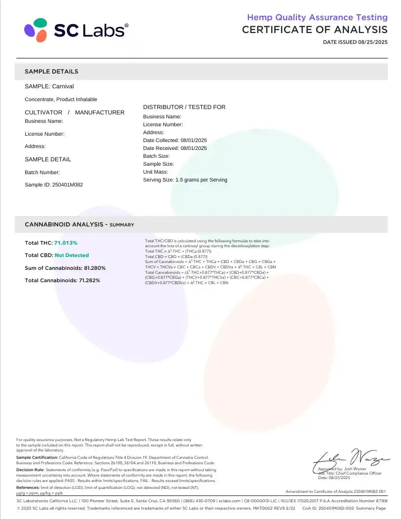 LIVE ROSIN - Carnival Sativa 2g Exotic 90u T1 - CaliGreenGold