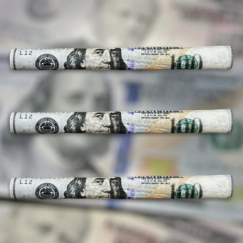3 Pack of 100 Dollar Benny Hemp Wraps with Filter Tip - 2 gram Capacity - 100mm