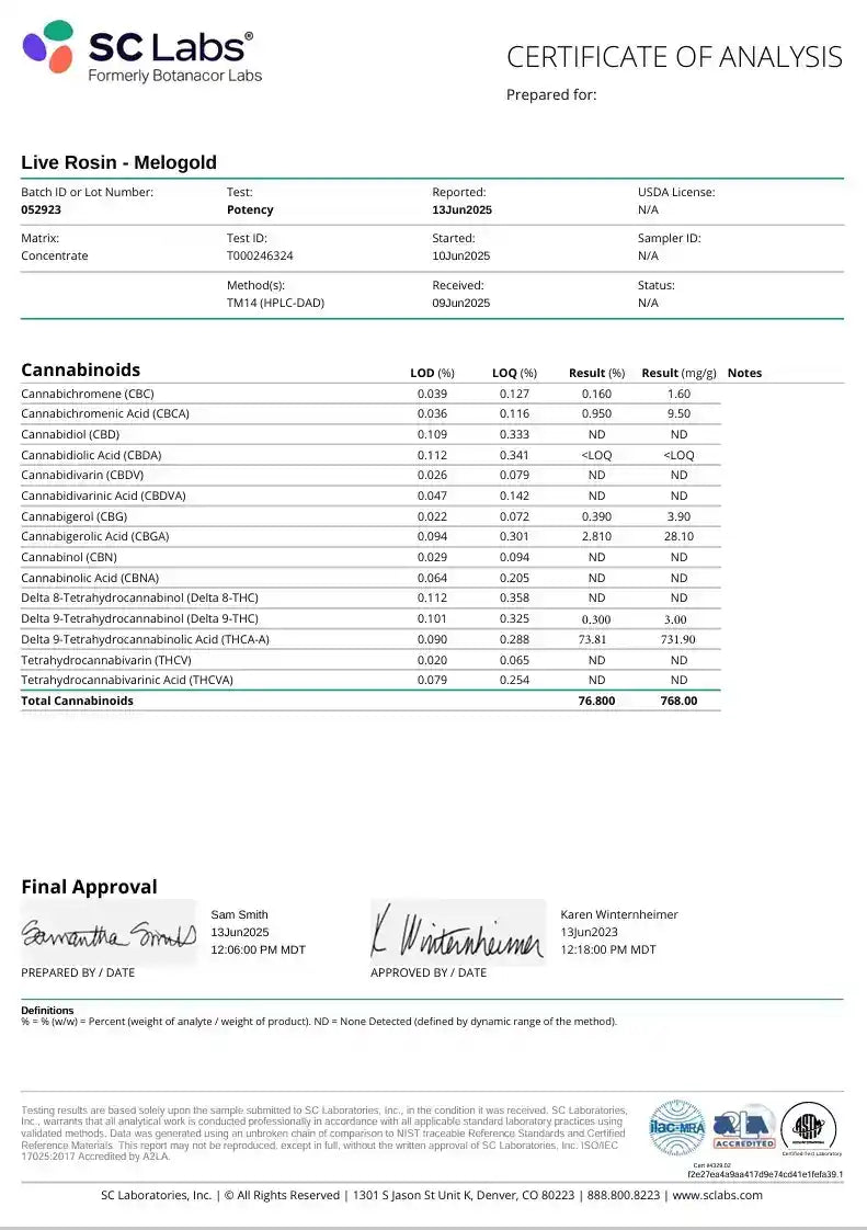 Melogold - LIVE ROSIN - 2g Sativa Top Shelf T2
