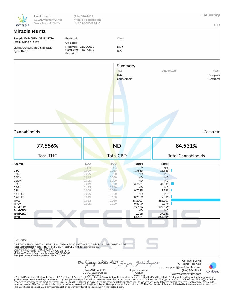 Miracle Runtz - LIVE ROSIN - Hybrid Top Shelf T2