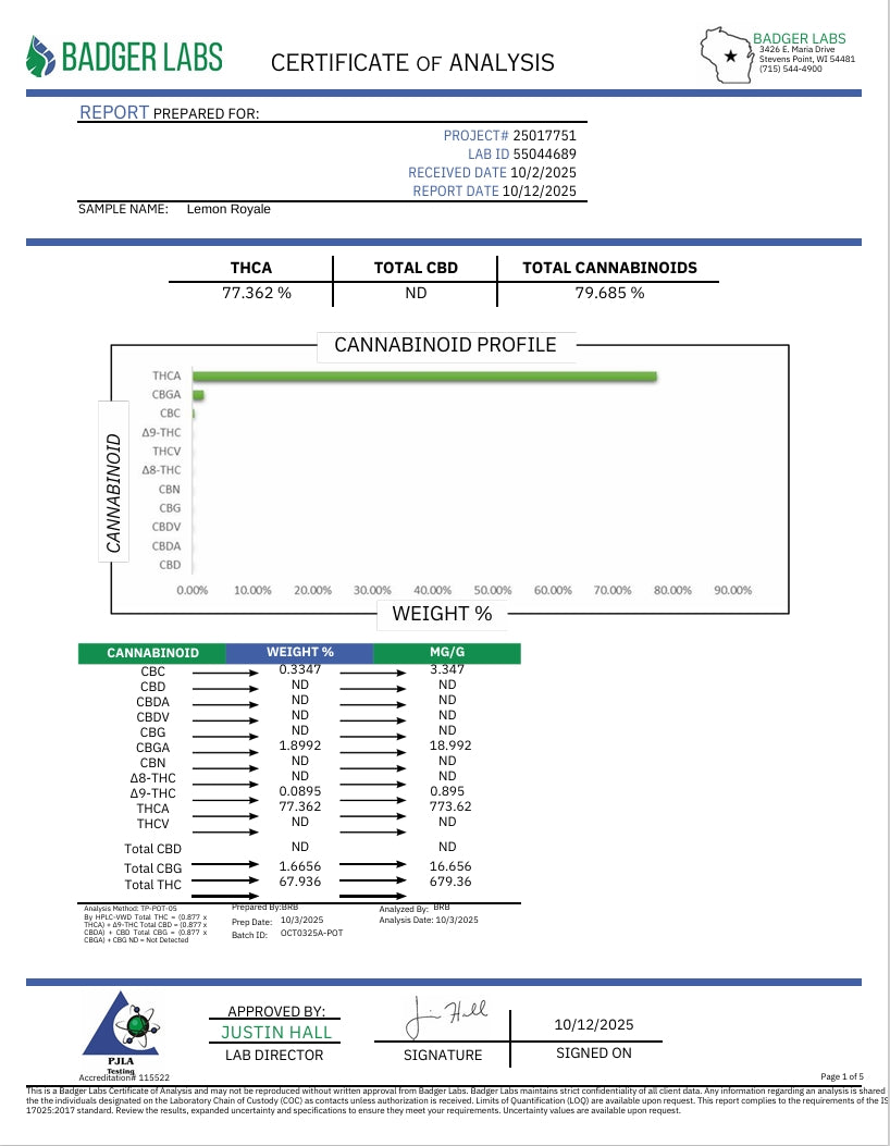 Lemon Royale - LIVE ROSIN - 2g Sativa Top Shelf T2