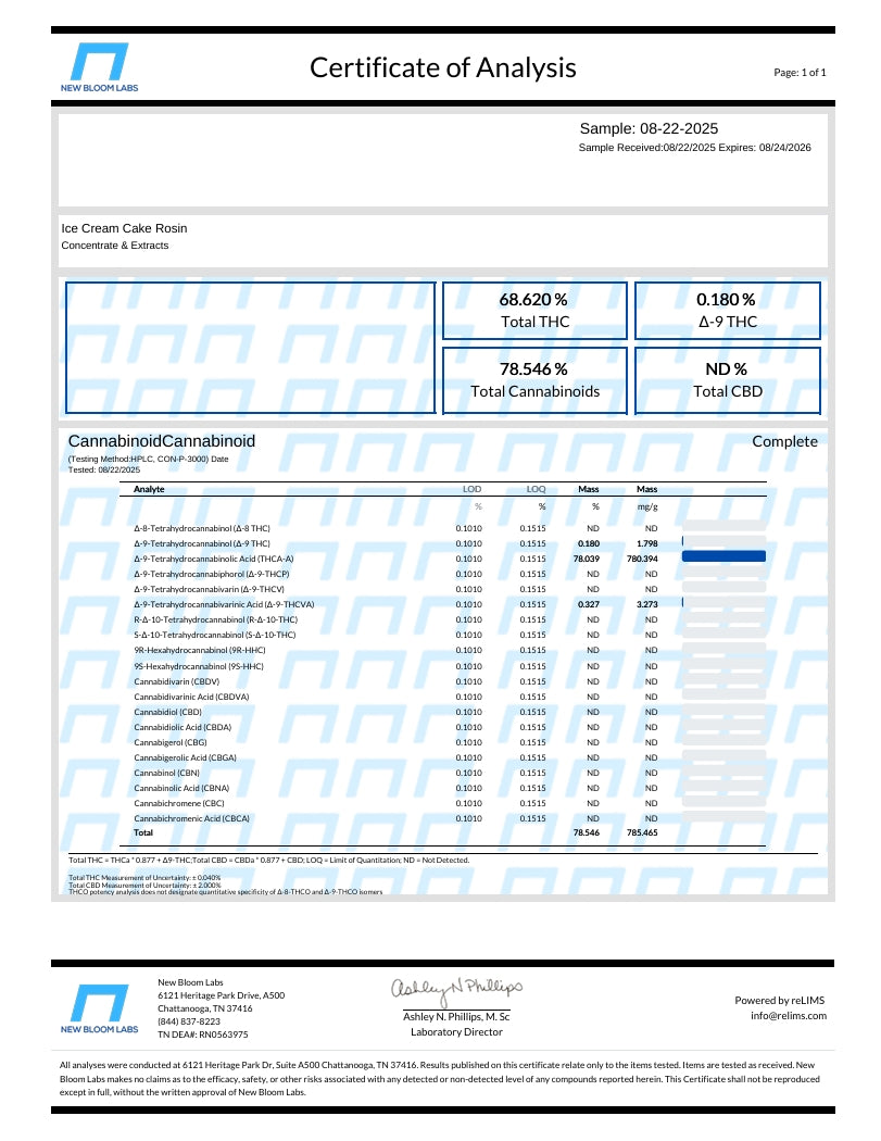 Ice Cream Cake - LIVE ROSIN - 2g Hybrid Exotic 90u T1