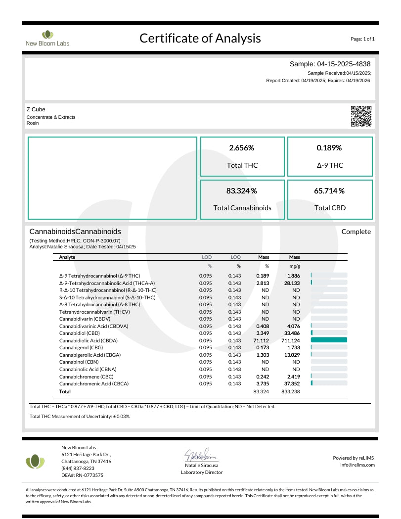 HASH ROSIN - Z Cube Hybrid 2g Premium T3