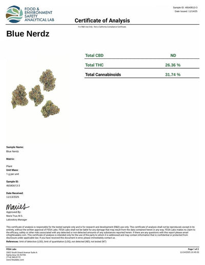 Blue Nerdz THCA Flower – Exotic Indoor Hybrid | CaliGreenGold - CaliGreenGold