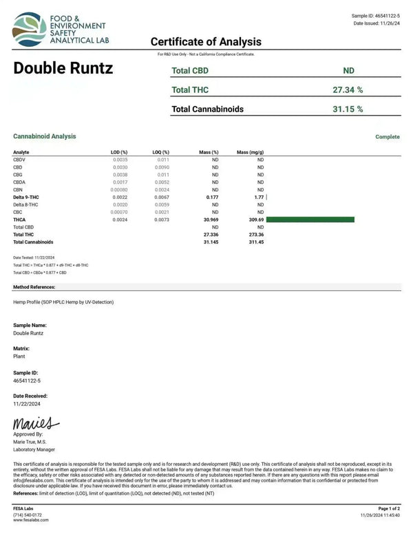 Bulk Exotic Double Runtz Hybrid - CaliGreenGold