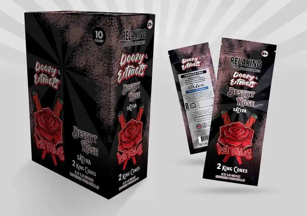 Doozy Extracts x Petals THCA Diamond Rose King Prerolls - 2 Pack, , CaliGreenGold