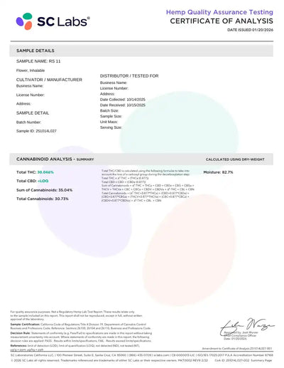 RS 11 Exotic Indoor THCA Flower Indica, INDICA, CaliGreenGold