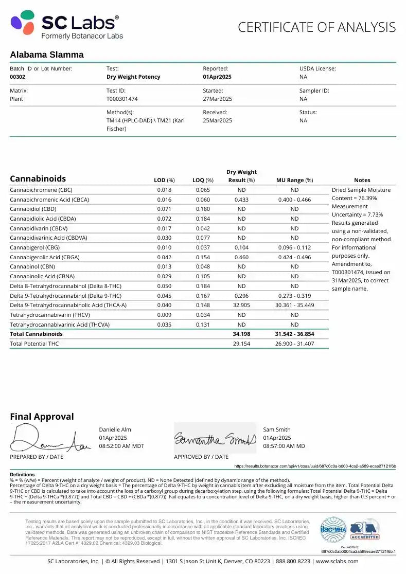 Alabama Slamma Exotic Indoor THCA Flower Sativa, SATIVA, CaliGreenGold
