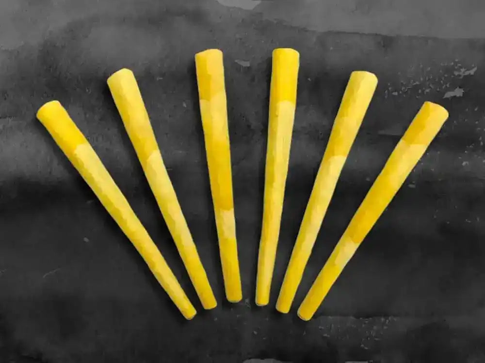 6 Champagne Rosettes 109mm Handmade Organic Yellow Rose Petal Cones