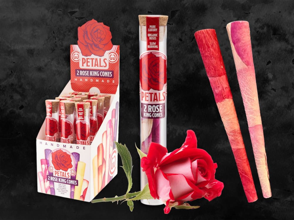 Display Carton of Handmade Organic Rosette Rose Petal Cones