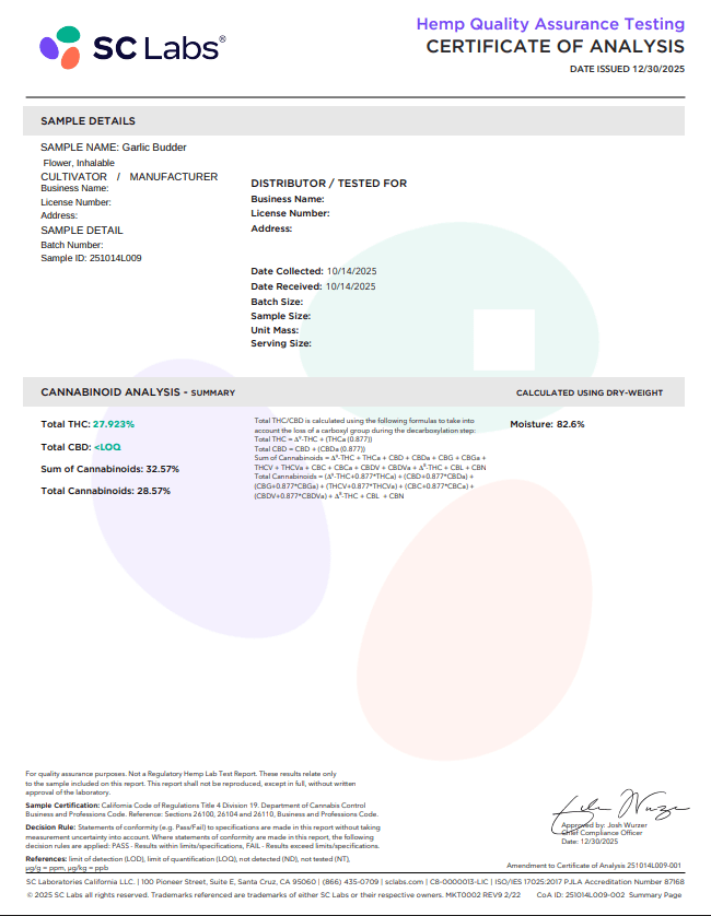 Garlic Budder High THCA Flower Indica - CaliGreenGold