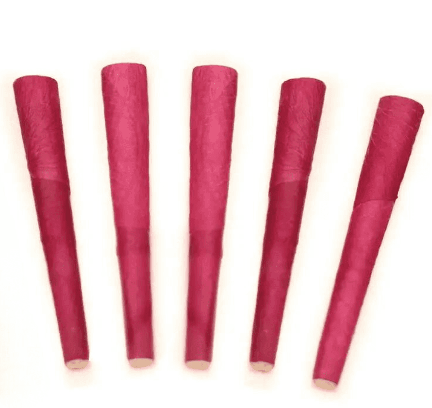 Rose Petal Cones Prerolled | 1 1/4 | 4 Cones | Handrolled Cones Ranging in  Color Shades of Vibrant Burgundy