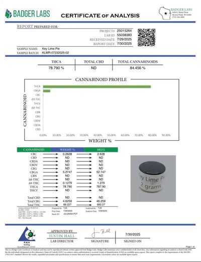 Key Lime Pie - LIVE ROSIN - Hybrid Exotic 90u T1 - CaliGreenGold
