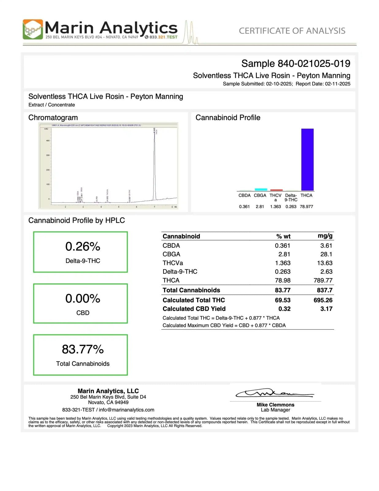 LIVE ROSIN - Peyton Manning Hybrid 2g Exotic 90u T1 - CaliGreenGold