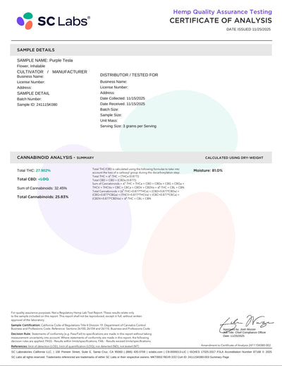 Purple Tesla THCA Flower – Indoor Top Shelf Indica | CaliGreenGold - CaliGreenGold