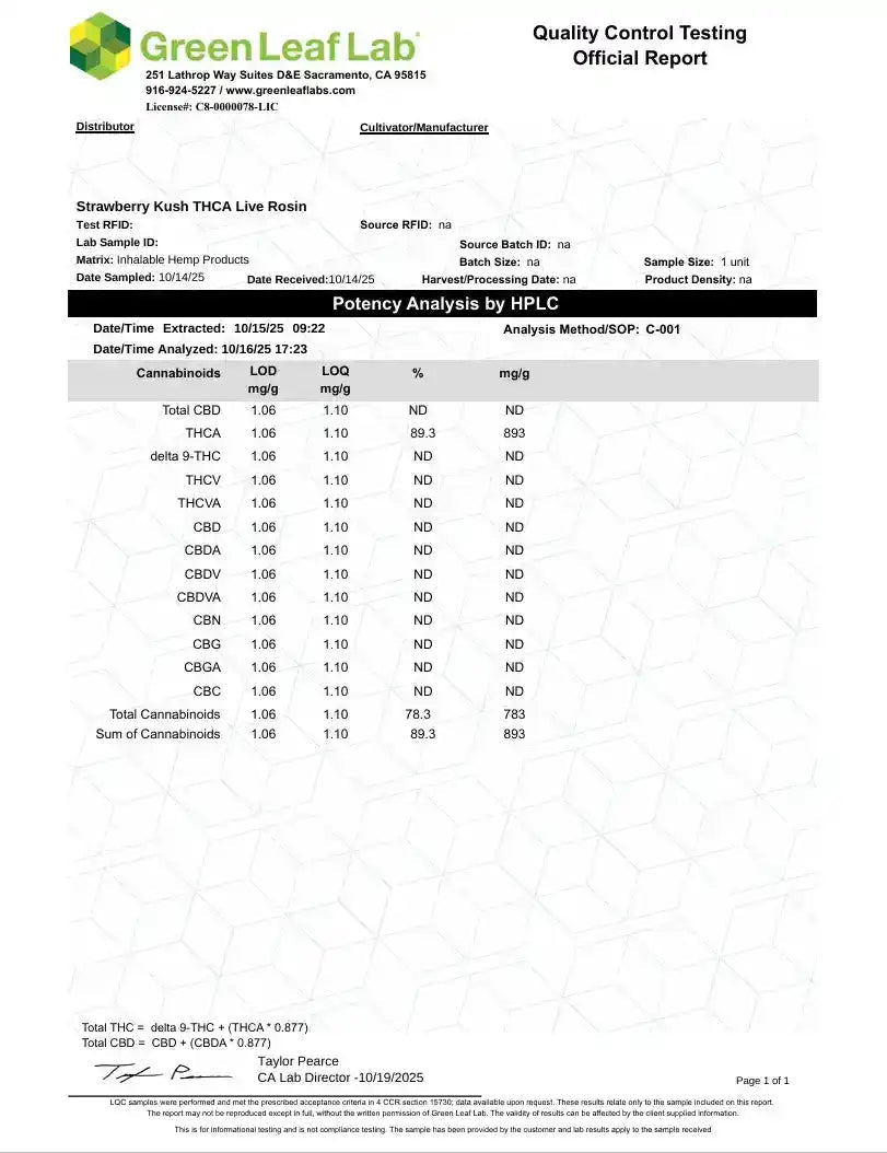 Strawberry Kush - LIVE ROSIN - 2g Hybrid Premium T3 - CaliGreenGold