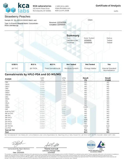 Strawberry Peaches - LIVE ROSIN - Hybrid Exotic 90u T1 - CaliGreenGold