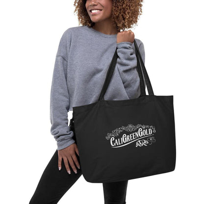 Large Organic CaliGreenGold Tote Bag [Black/White Logo] - CaliGreenGold